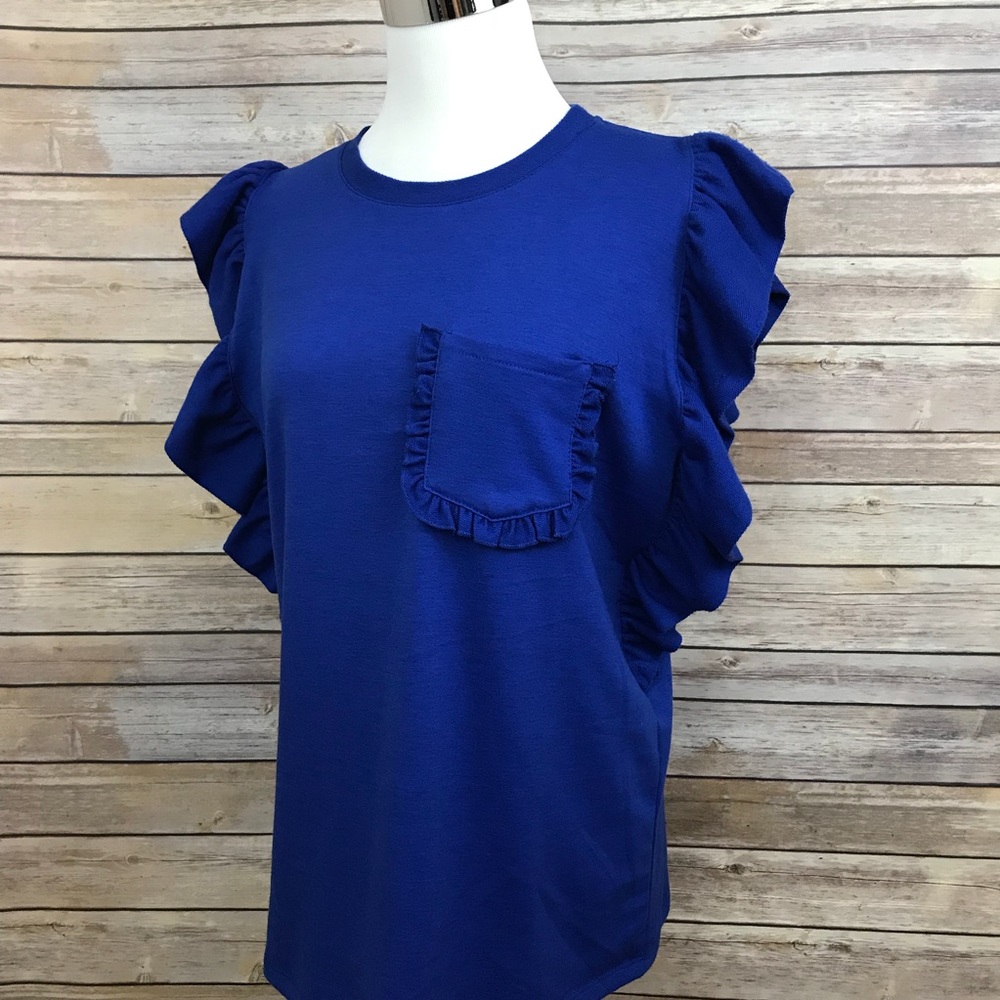 NEW Anthropologie DREW Cobalt Blue Sweater Blouse - Picture 6 of 7